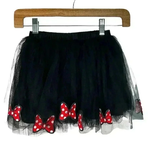 Disney Minnie Mouse Girls Skirt Size 5/6 Lined Tule Tutu Black Red - Picture 5 of 8